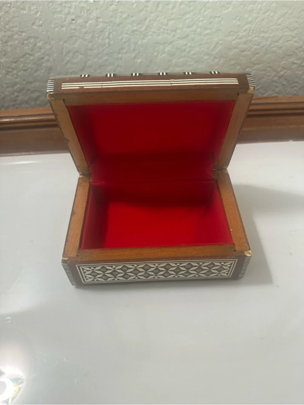 Small Handcrafted Black and White Inlay Decorative Box